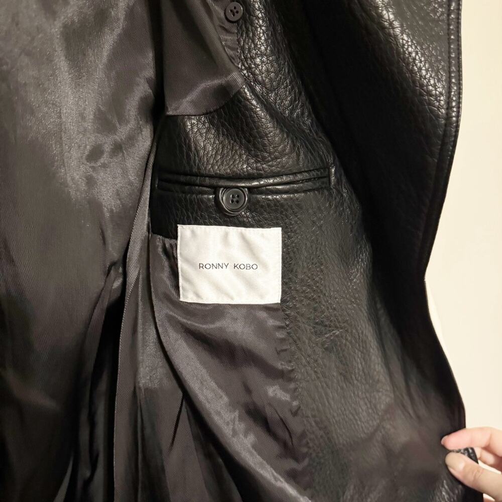 Ronny Kobo Baylor Faux Leather Trench Coat Size Small - Picture 8 of 11